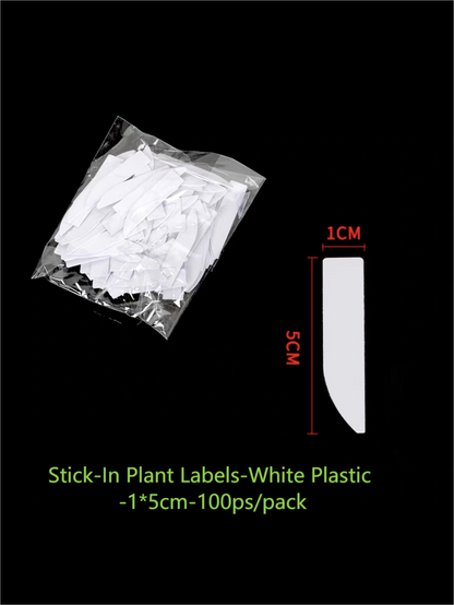 Etiquetas adhesivas blancas para plantas, plástico, varios tamaños, 100 ps/paquete